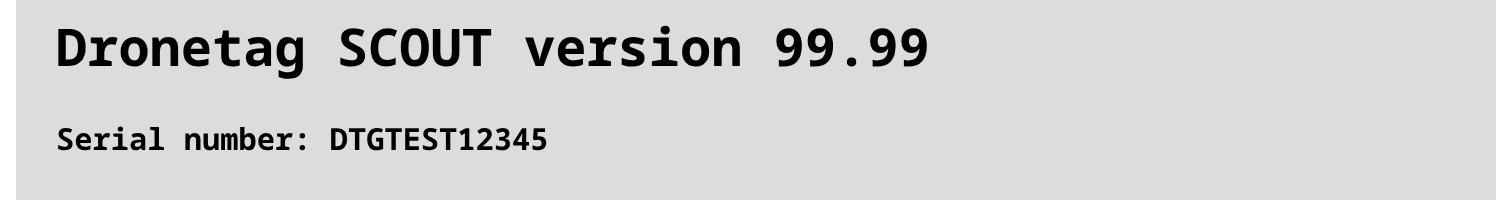 Scout version and serial number in the UI header