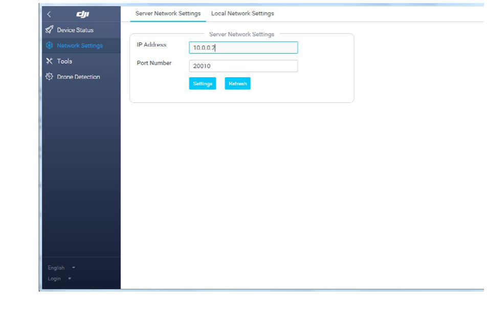 DJI Assistant 2 – Server Network Settings