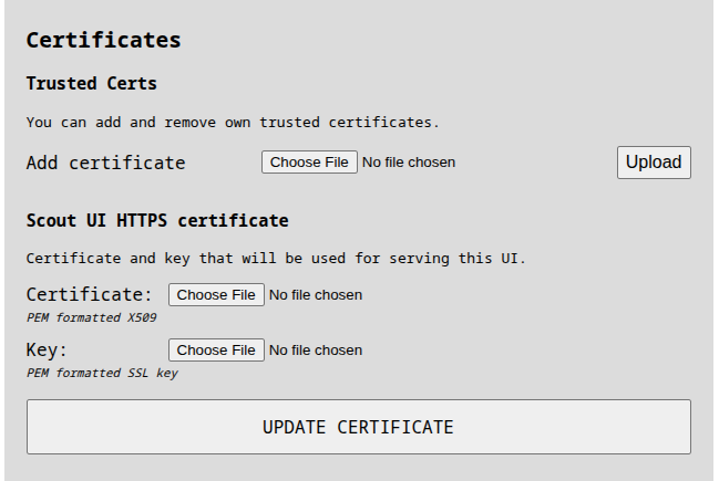Scout Upload CA/Cert