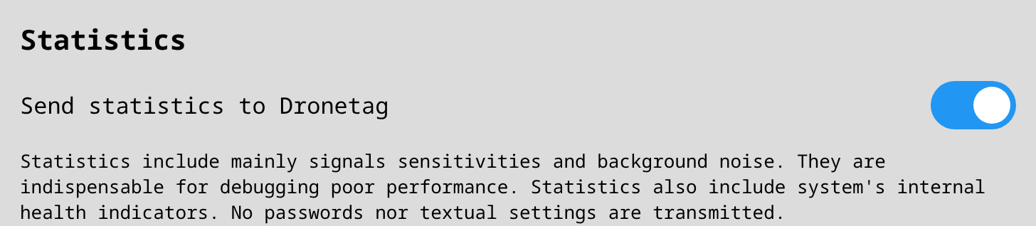 Statistics setting in the System tab of the Scout management interface