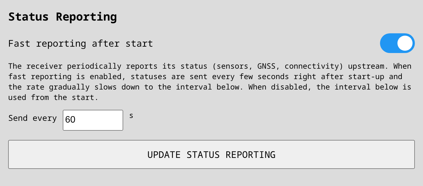 Scout Status Reporting settings