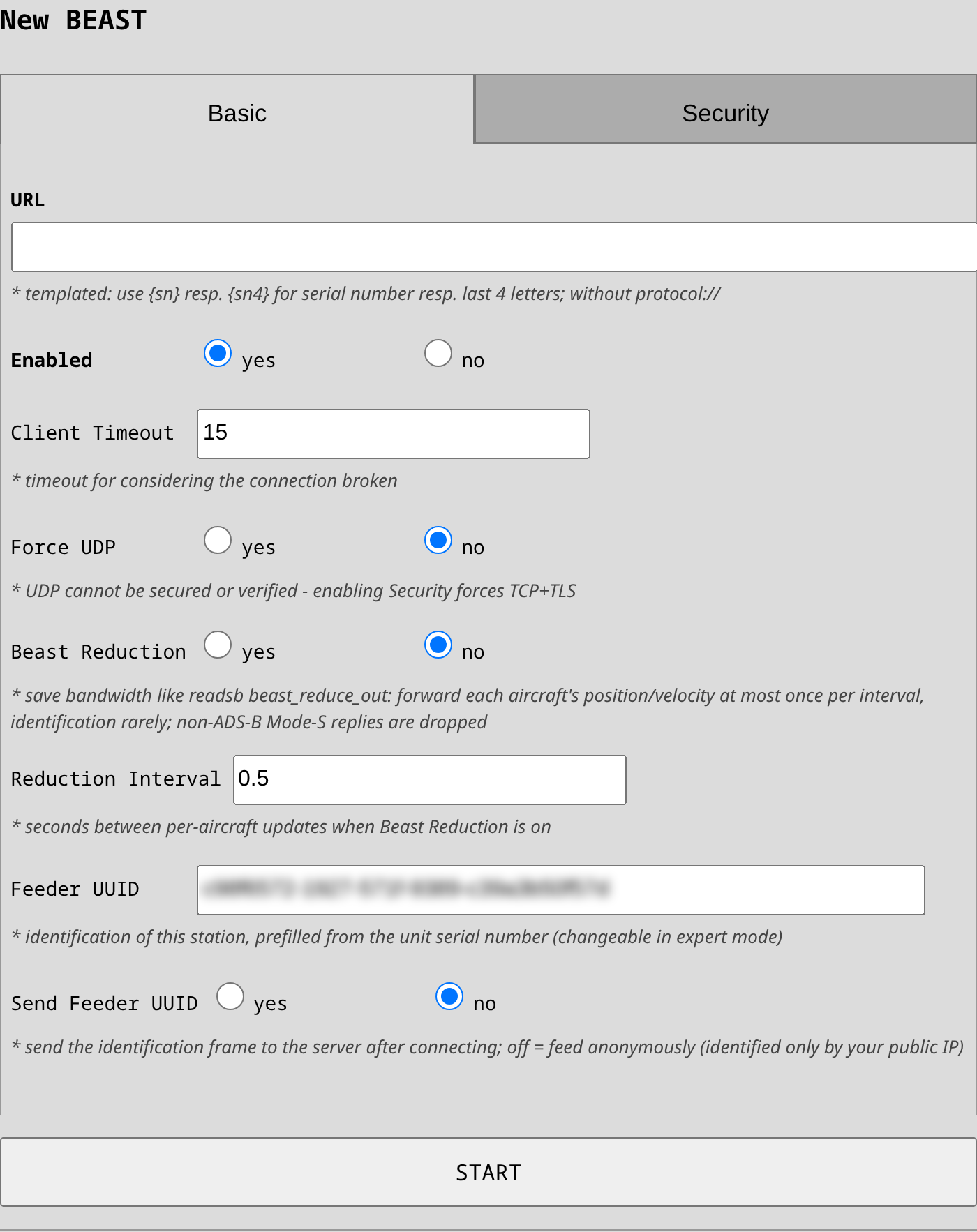 BEAST integration settings