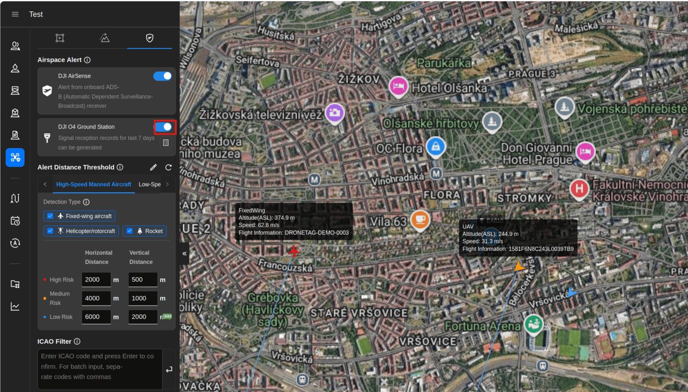 Scout detections shown in DJI FlightHub 2