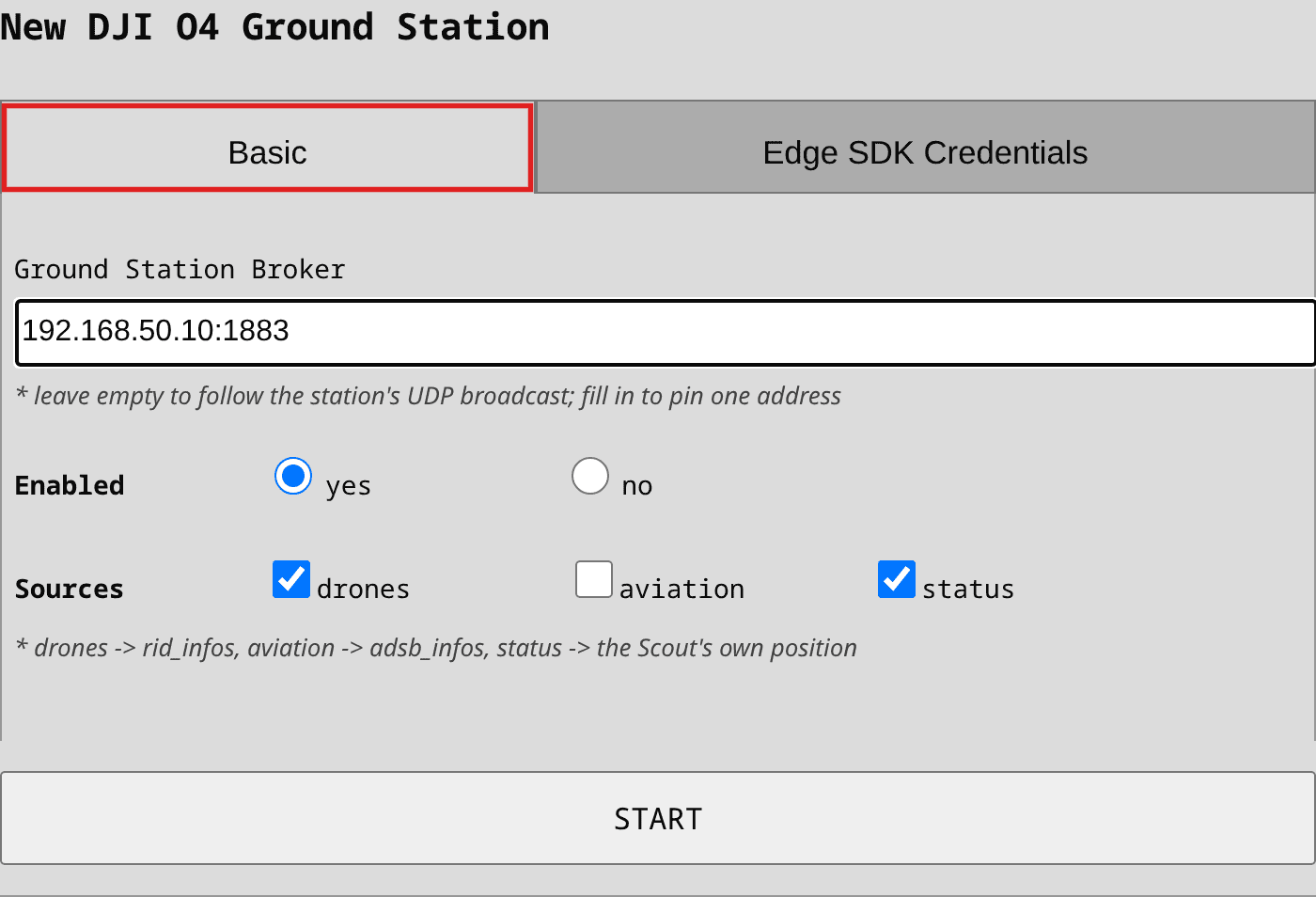 Basic tab of the DJI O4 Ground Station configuration