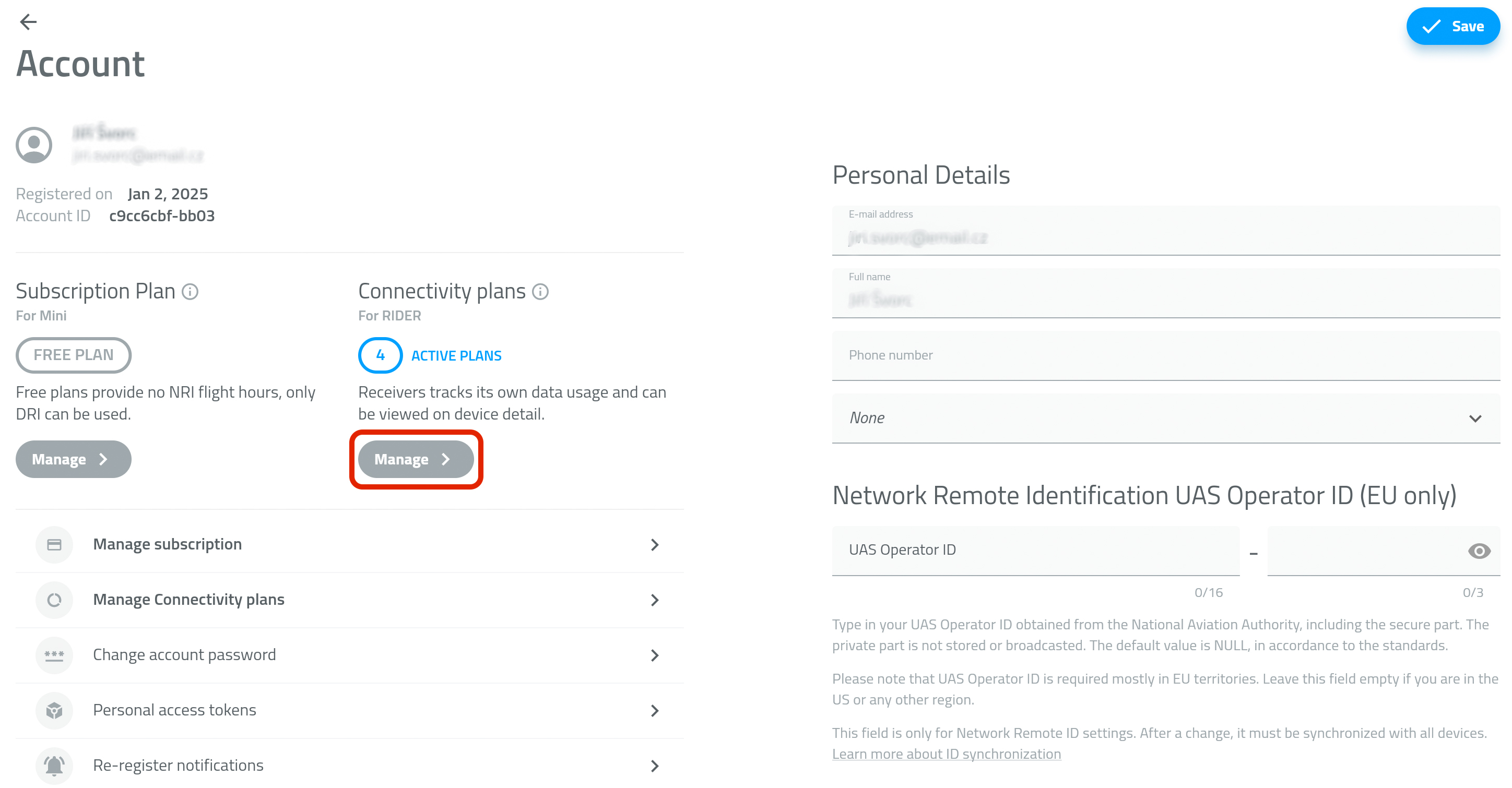 Manage Connectivity Plan