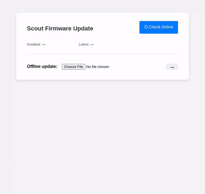 Online update: Check Online → Download Update → Apply Update → automatic reboot