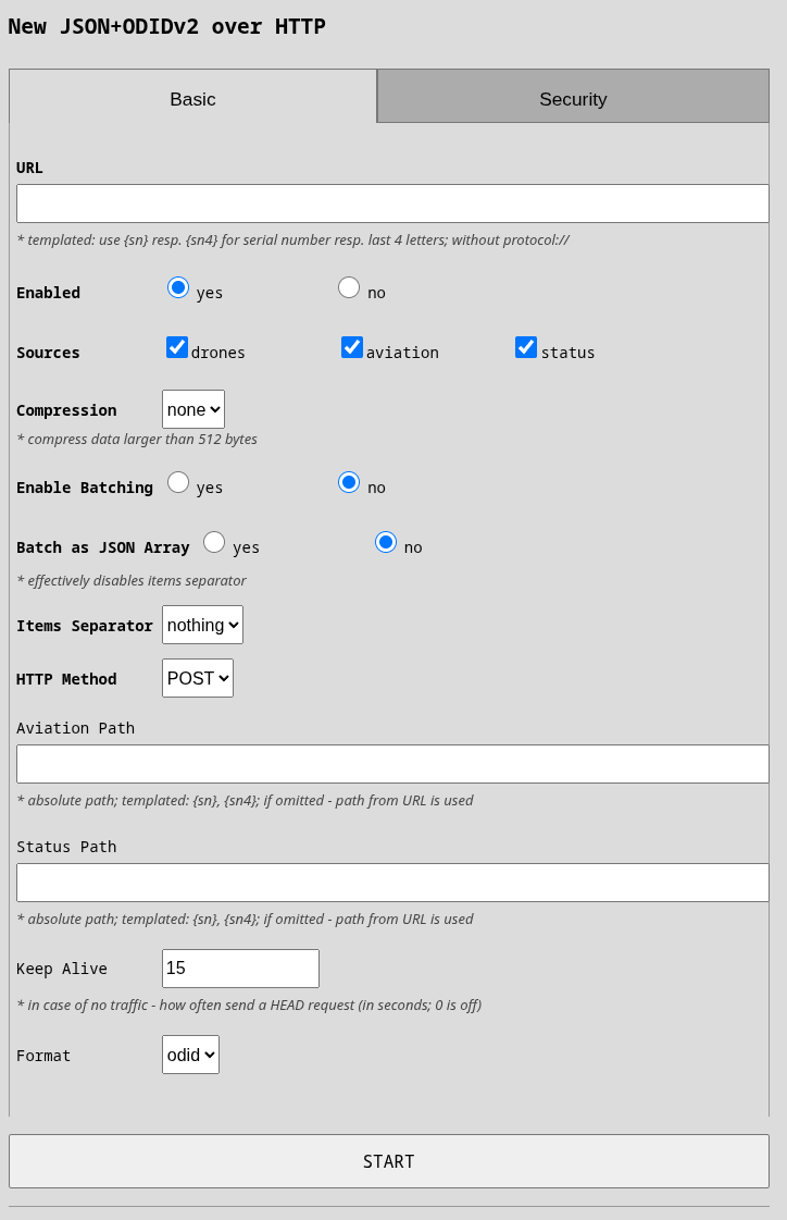 Scout Dronetag Forwarding Basic HTTP Settings