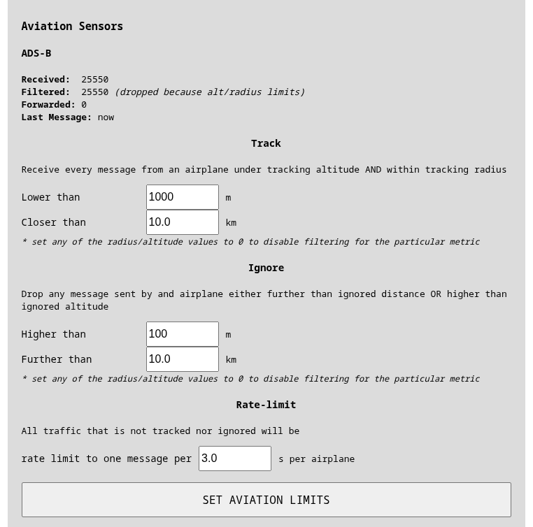 Air Traffic Sensor Thresholds