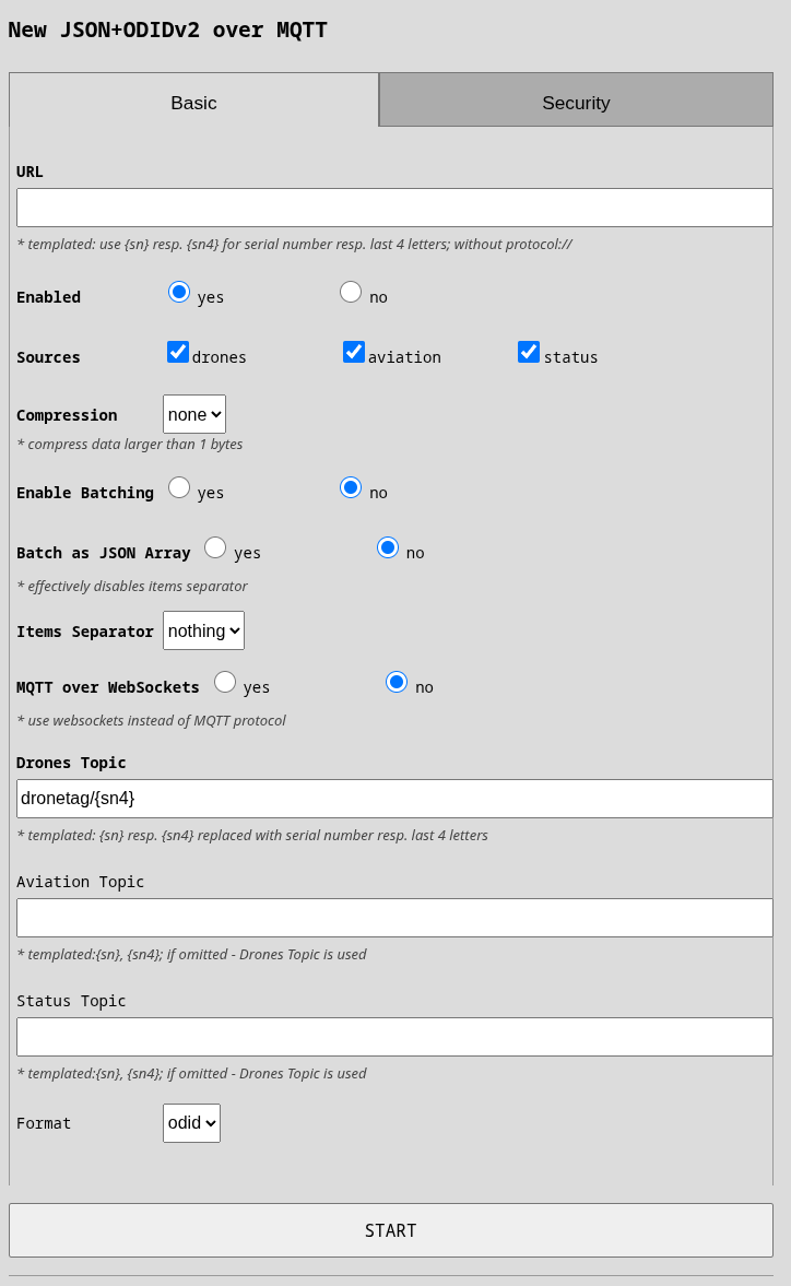 Scout Dronetag Forwarding Basic MQTT Settings